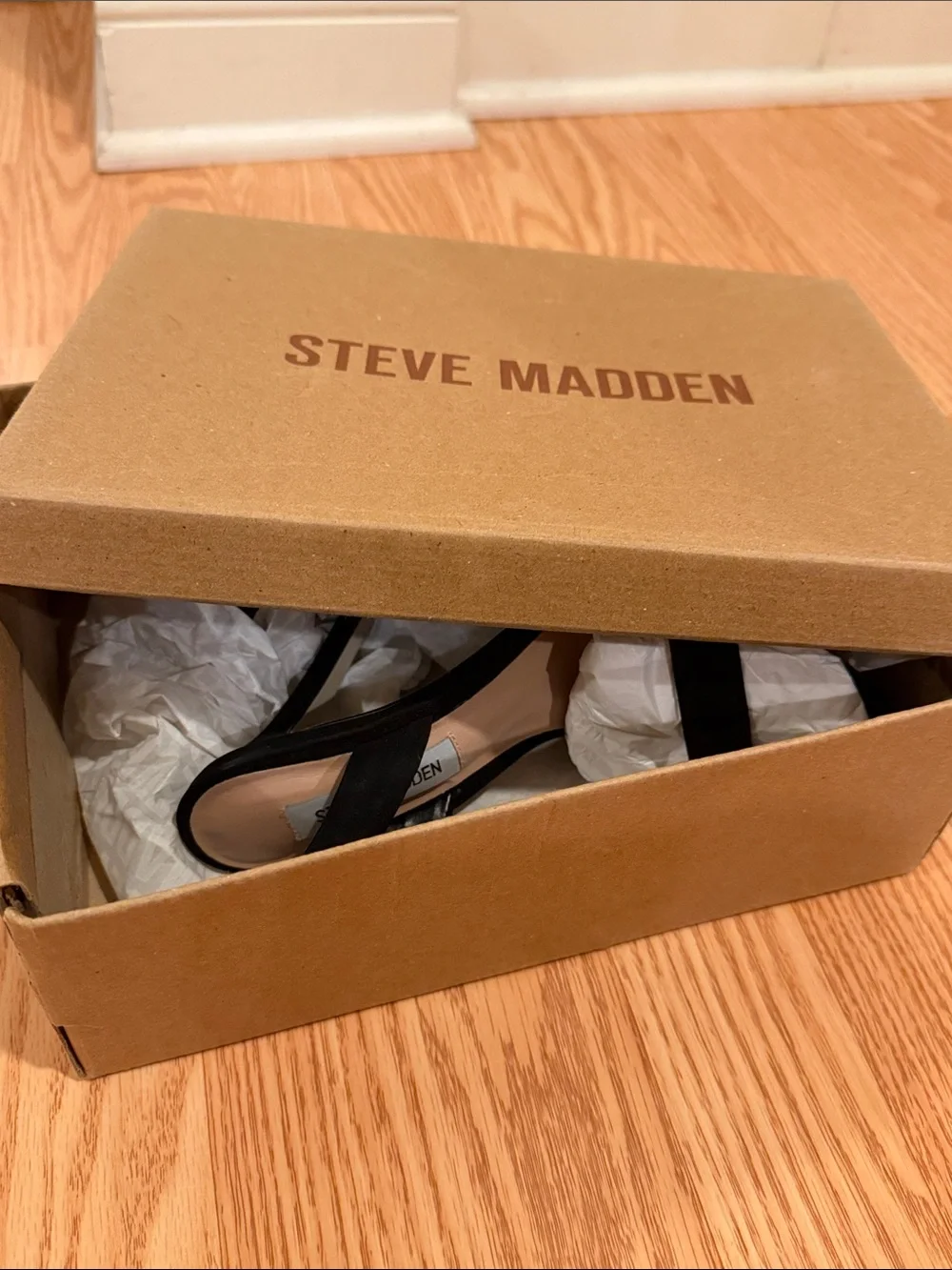 Steve Madden Black Suede High Heel Slingback Sandal